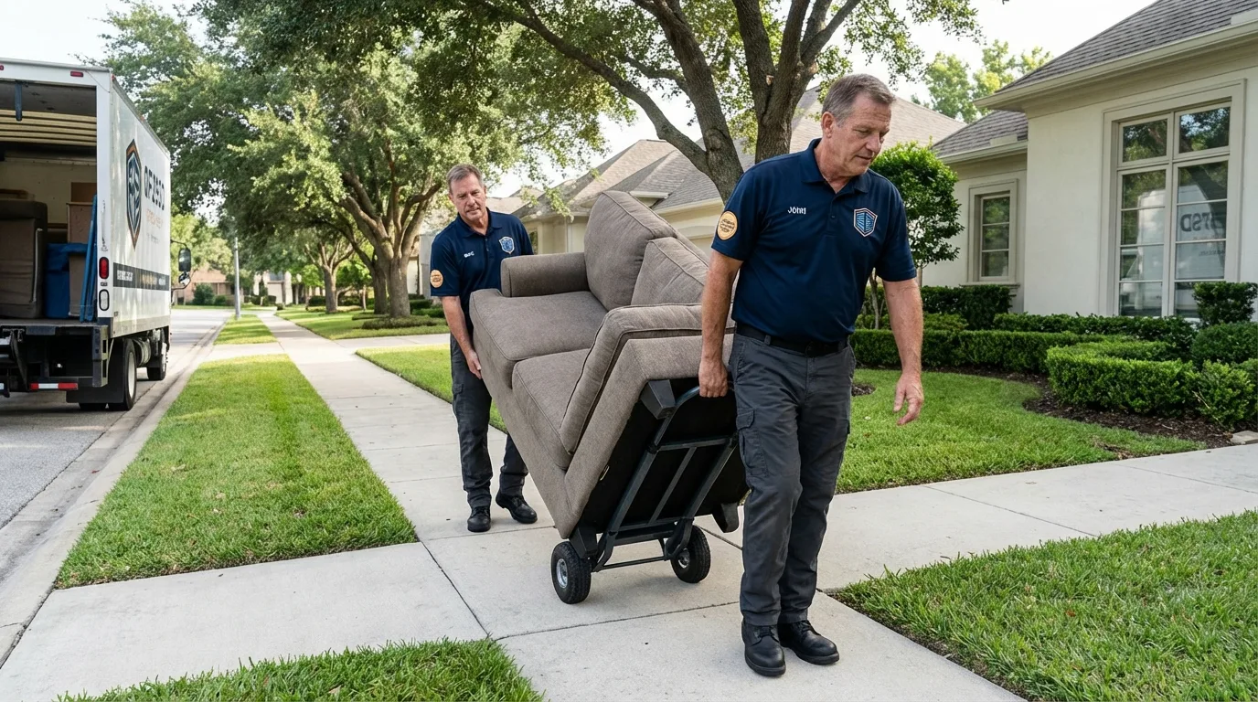 Local residential moving crew loading furniture in Shelton, CT